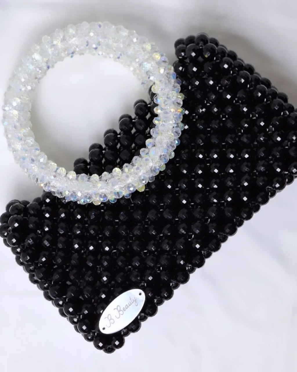 Sana Crystal Bag – Handmade Black Crystal Beaded Clutch