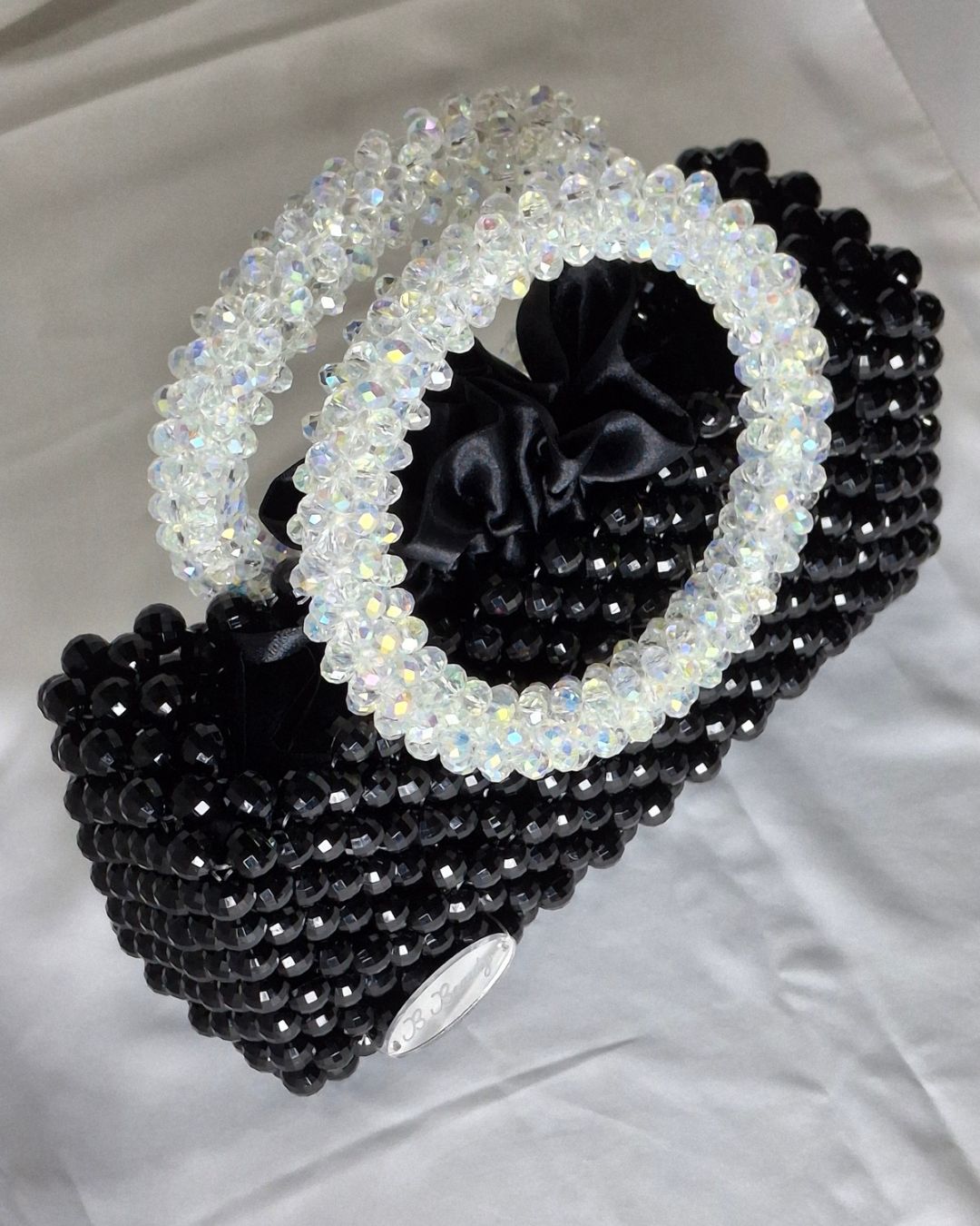 Sana Crystal Bag – Handmade Black Crystal Beaded Clutch